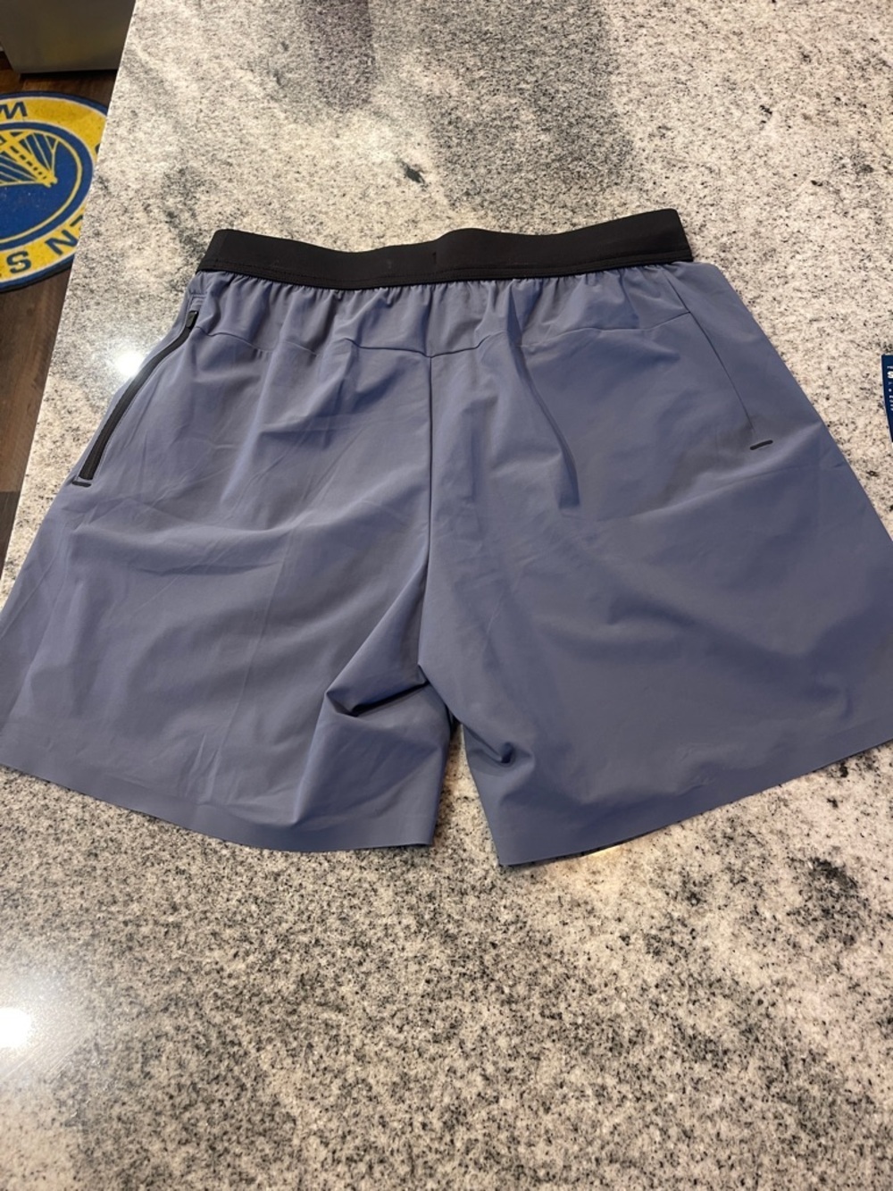 Men's Athletic Shorts 7” inseam - Slate Blue with Black Waistband - Picture 5 of 6